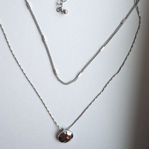 Silver Tone Dainty Double Stranded Necklace